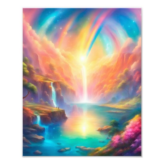 Rainbow waterfall landscape fotodruck (Vorne)