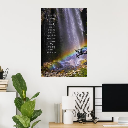 Rainbow Waterfall w/Scripture Verse Poster (Heimbüro)