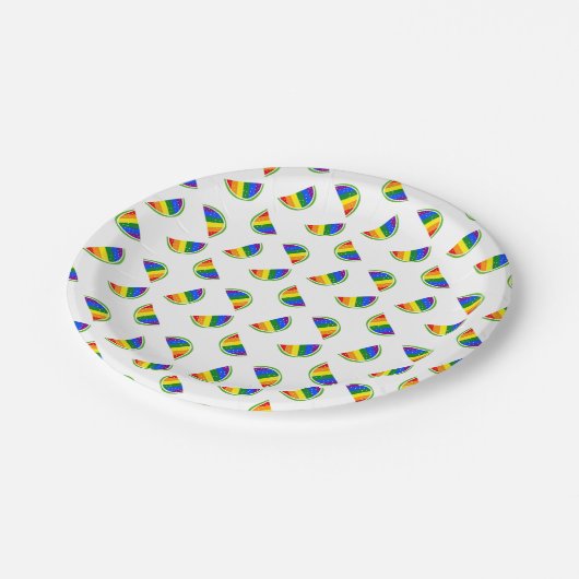 Rainbow Watermelon Pappteller (Schrägansicht)