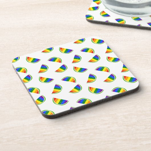 Rainbow Watermelon Pattern Getränkeuntersetzer (Linke Seite)