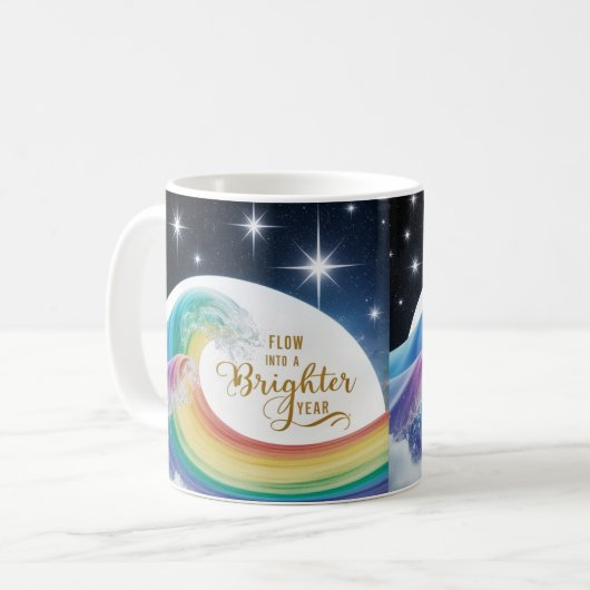 Rainbow Wave Brighter Year Inspirational Classic Kaffeetasse (Vorderseite Links)