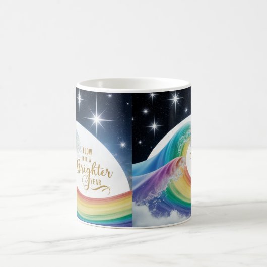 Rainbow Wave Brighter Year Inspirational Classic  Kaffeetasse (Mittel)