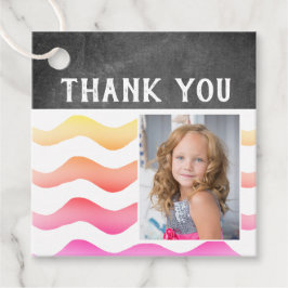 Rainbow Wave Chalkboard Foto Geburtstag Vielen Dan Geschenkanhänger