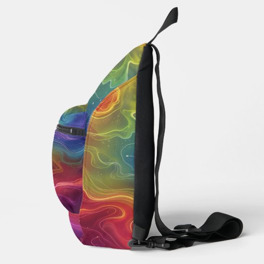 Rainbow Wave Form Digital Art Crossbody Bag (Rechts)