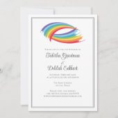 Rainbow Wave Schöne LGBT Wedding Einladung (Vorderseite)