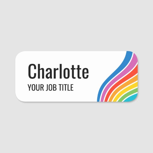 Rainbow-Wave-Stabstahl mit großem Text, weiß Namensschild (Vorderseite)