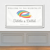 Rainbow Waves Beautiful Custom LGBT Wedding Banner