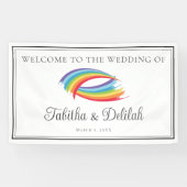 Rainbow Waves Beautiful Custom LGBT Wedding Banner (Horizontal)