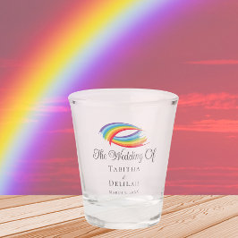 Rainbow Waves Beautiful Custom LGBT Wedding Schnapsglas