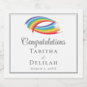 Rainbow Waves Beautiful Custom Wedding Empfang Schaumweinetikett (Einzelnes Label)