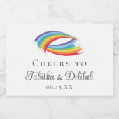 Rainbow Waves Beautiful Custom Wedding Mini Schaumweinetikett (Einzelnes Label)