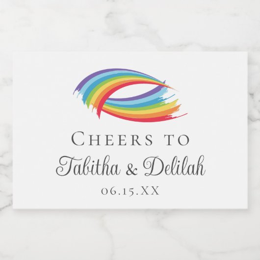 Rainbow Waves Beautiful Custom Wedding Mini Schaumweinetikett (Einzelnes Label)
