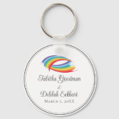 Rainbow Waves Beautiful Custom Wedding Schlüsselanhänger (Vorderseite)