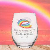 Rainbow Waves Beautiful Custom Wedding Weinglas Ohne Stiel