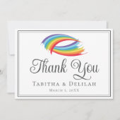 Rainbow Waves Beautiful LGBT Wedding Dankeskarte (Vorderseite)