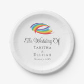 Rainbow Waves Beautiful LGBT Wedding Pappteller (Vorderseite)