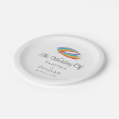 Rainbow Waves Beautiful LGBT Wedding Pappteller (Schrägansicht)