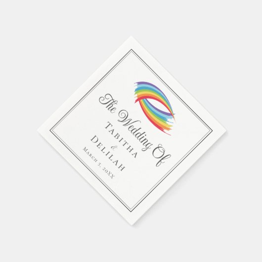 Rainbow Waves Beautiful LGBT Wedding Serviette (Ecke)