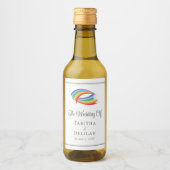 Rainbow Waves Schönes LGBT Wedding Mini Weinetikett (Vorderseite)