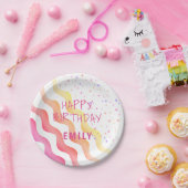 Rainbow Waves Stars Girly Birthday Party Pappteller (Party)