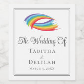 Rainbow Waves Wedding Beautiful Personalisiert Weinetikett (Einzelnes Label)