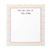 Rainbow Wavy Lined Personalisiert Vom Schreibtisch Notizblock (Vorderseite)
