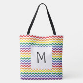 Rainbow Wavy Lines Monogram Totbeutel Tasche (Rückseite)