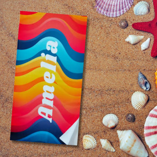 Rainbow Wavy Personalisiert Strandtuch