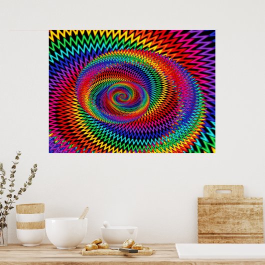 Rainbow Wavy Spiral Fraktal Poster (Küche)
