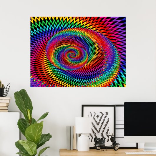 Rainbow Wavy Spiral Fraktal Poster (Heimbüro)