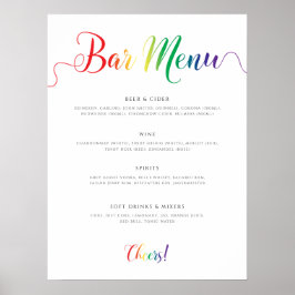 Rainbow Wedding Bar Menu Poster