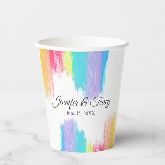 Rainbow Wedding Beautiful Personalisiert Pappbecher (Vorderseite)