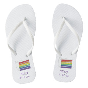 Rainbow Wedding Cake Slice Gay Pride Monat LGBTQ Badesandalen