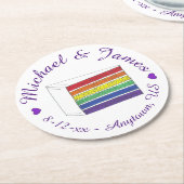Rainbow Wedding Cake Slice Lila Heart LGBT Gay Runder Pappuntersetzer (Angewinkelt)