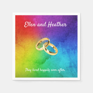 Rainbow Wedding Colorful Add Names Serviette