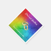 Rainbow Wedding Colorful Add Names Serviette (Ecke)