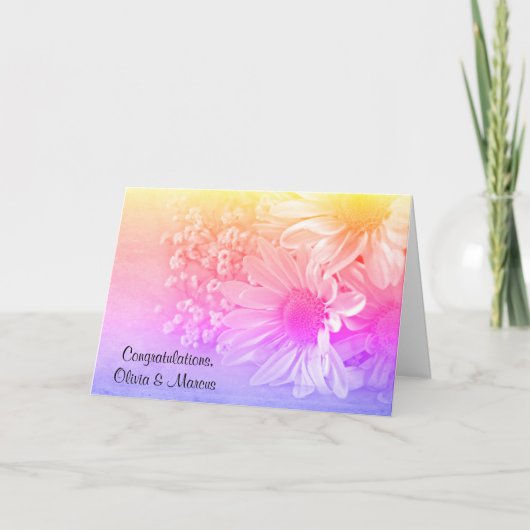 Rainbow Wedding Daisy Bouquet Karte (Vorderseite)