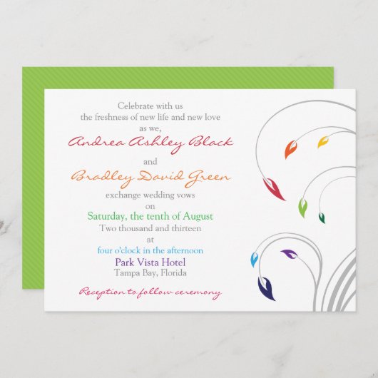 Rainbow Wedding Einladung (Vorne/Hinten)