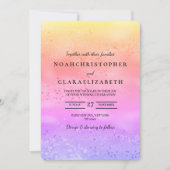 Rainbow Wedding Einladung Farbenfrohe trendige Lie (Vorderseite)