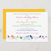 Rainbow Wedding Einladung Vögel Blume (Vorne/Hinten)