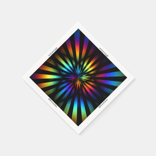 Rainbow Wedding in Black Personalize Napkin Serviette (Ecke)