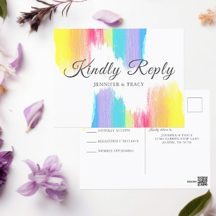 Rainbow Wedding Kindly Reply UAWG Postkarte
