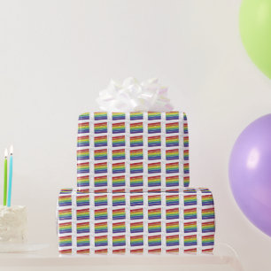 Rainbow Wedding Layer Cake Slice LGBT Prix Geschenkpapier