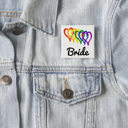 Rainbow Wedding Layered Hearts Bride Button (Beispiel)