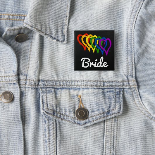 Rainbow Wedding Layered Hearts Bride Button (Beispiel)