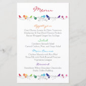Rainbow Wedding Menu Birds Blume (Vorderseite)