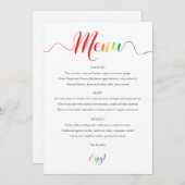 Rainbow Wedding Menu Card Menükarte (Vorne/Hinten)