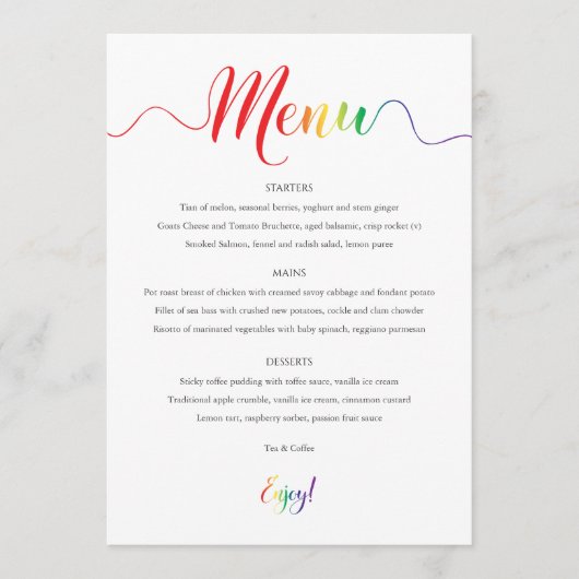 Rainbow Wedding Menu Card Menükarte (Vorderseite)