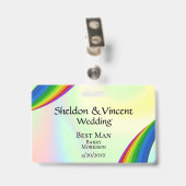 Rainbow Wedding Party ID Doppelseitig Ausweis (Rückseite mit Clip)