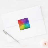 Rainbow Wedding Personalize Vielen Dank Quadratischer Aufkleber (Umschlag)